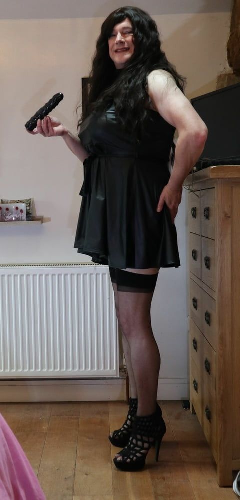 sissy in black stockings and short dress #31