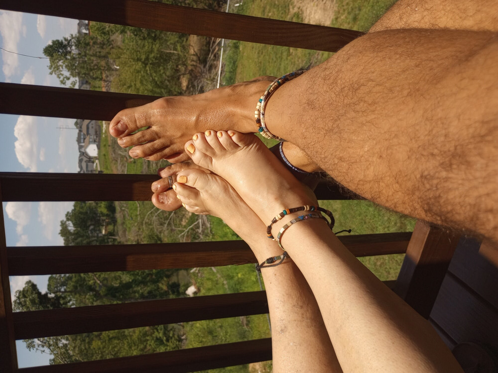 Showing off our bare feet outside #9