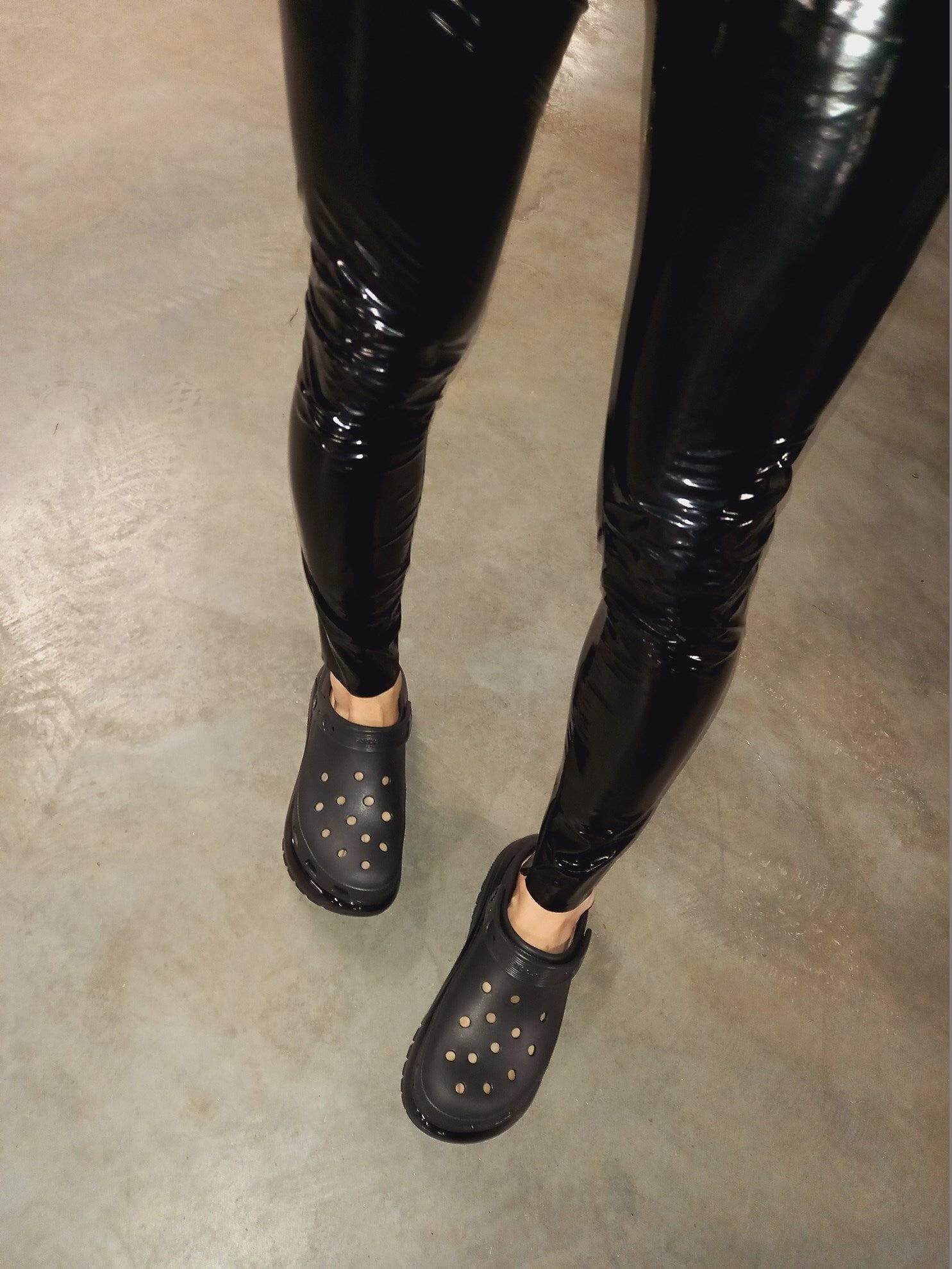 crocs and latex leggings #8