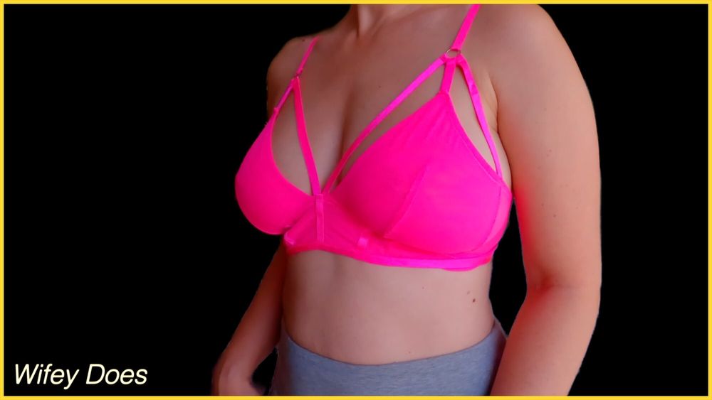 Wife stuns in hot pink bra #7