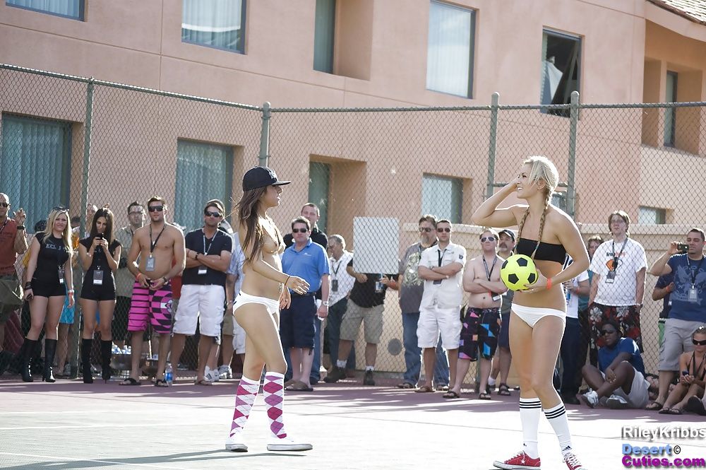 Naked girls playing dodgeball outdoors #40