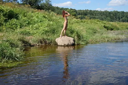 on the stone in volga river         