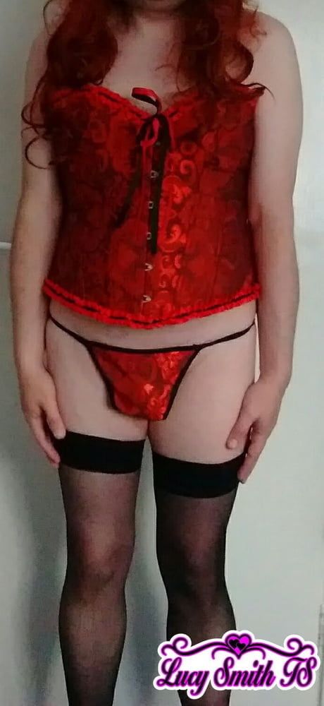 Sissy in red corset