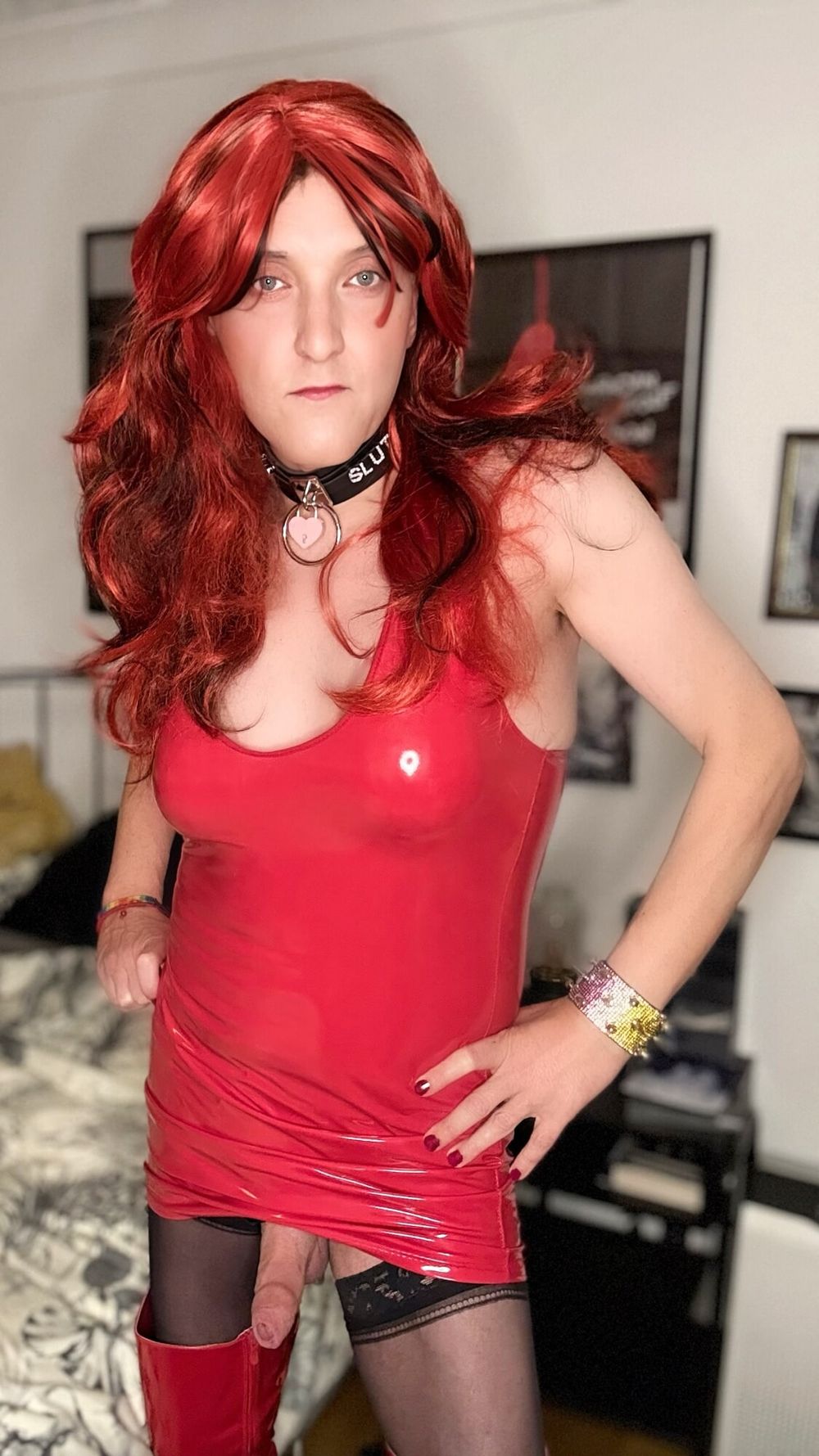 My favourite dress, red, slutty, shiny! #11