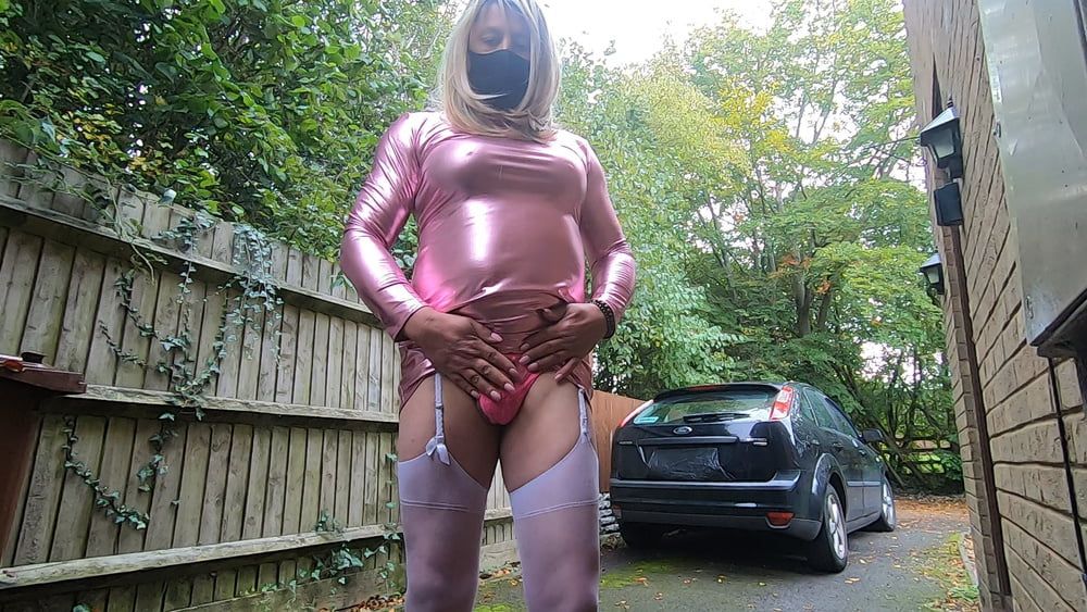 Amateur crossdresser Kelly cd in pink pvc dress  #22