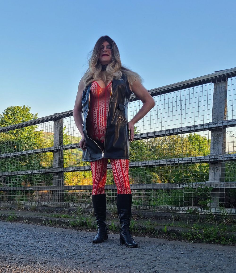 Sissy outdoors on bridge #7