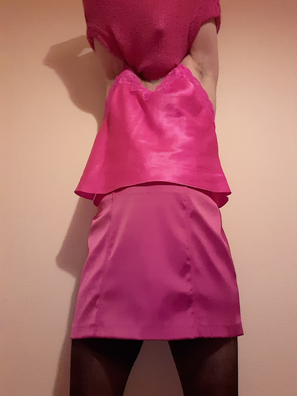 DebbieSmall Stripping down to Stockings & Cami Top #4