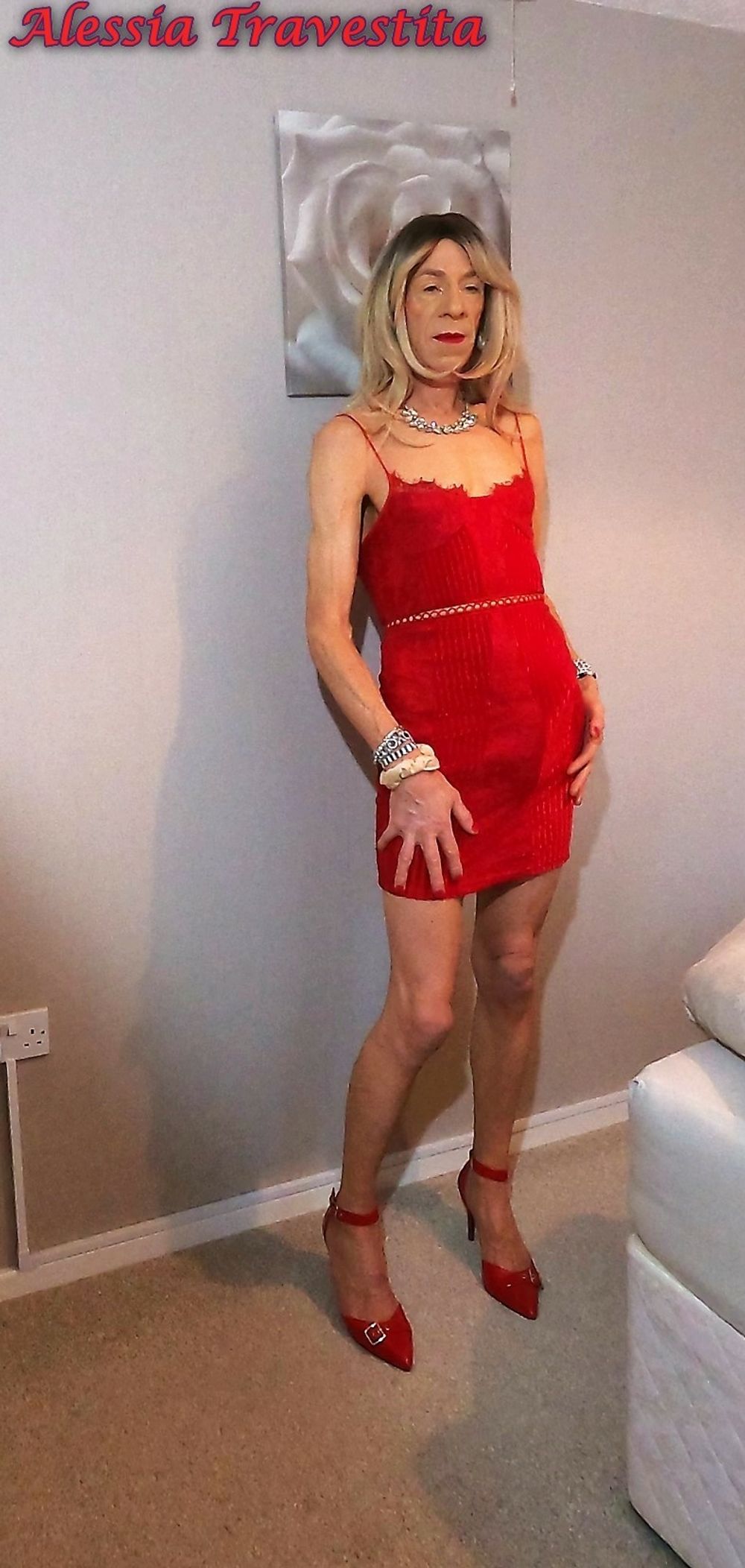 66 Alessia Travestita in Red Velvet Dress #15