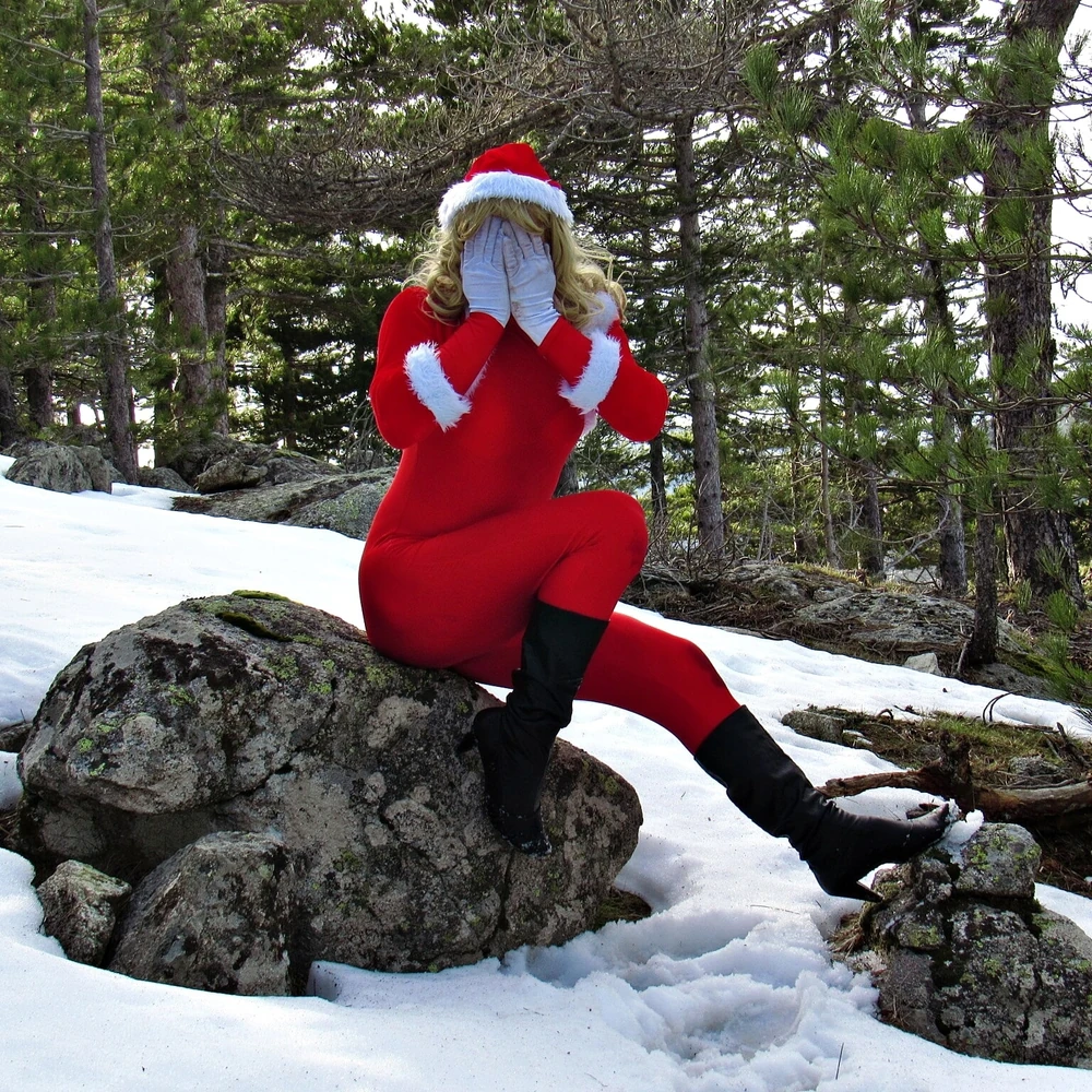 Shy snowflake shows off her ass in stockings. #29