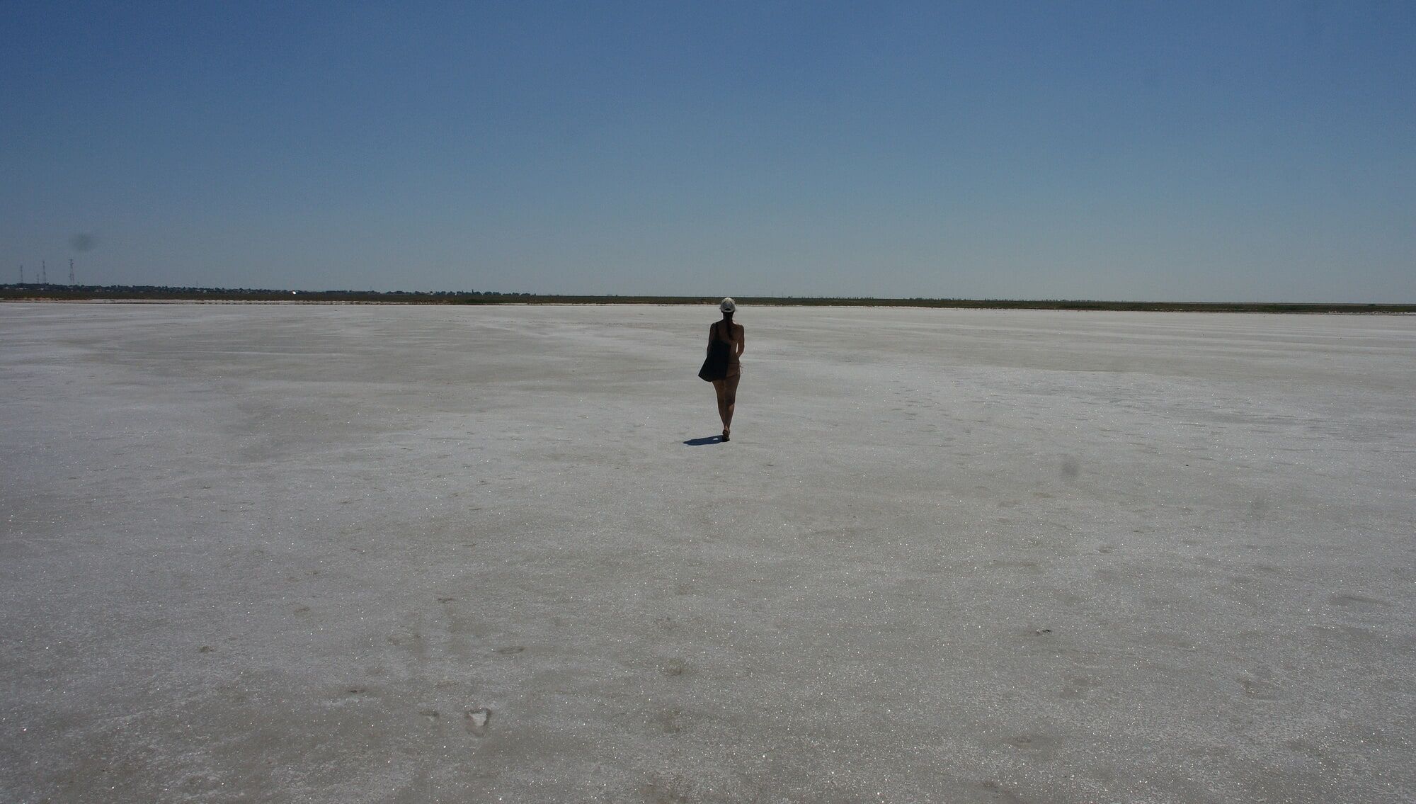 Standing naked on the salt of the salt lake Elton #35