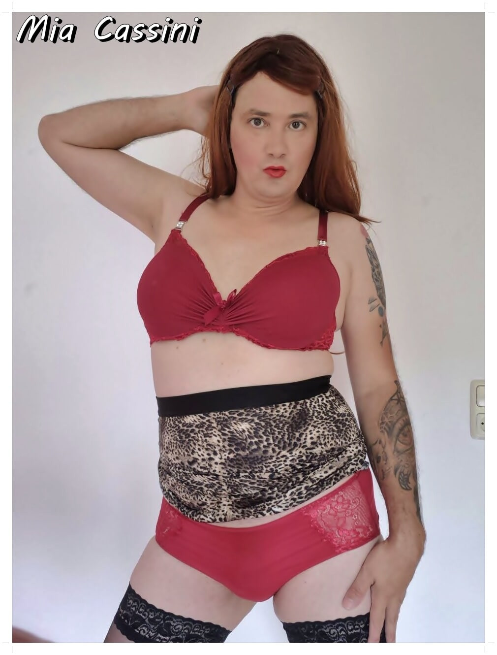 Red Lingerie & leopard Miniskirt #23