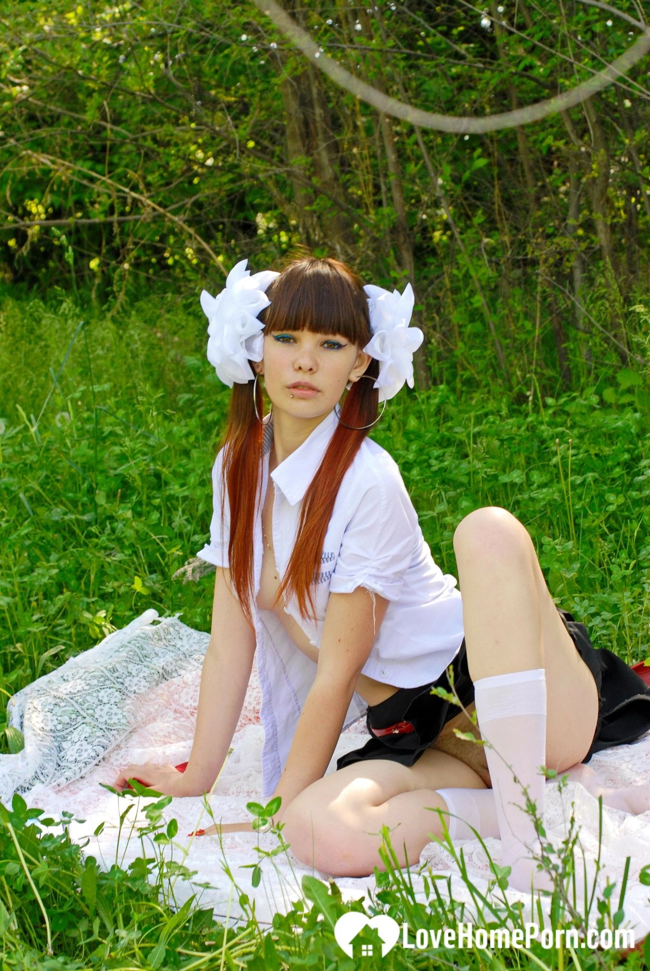Schoolgirl turns a picnic into a teasing session #16