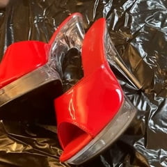Red Mules and Nylon Feet