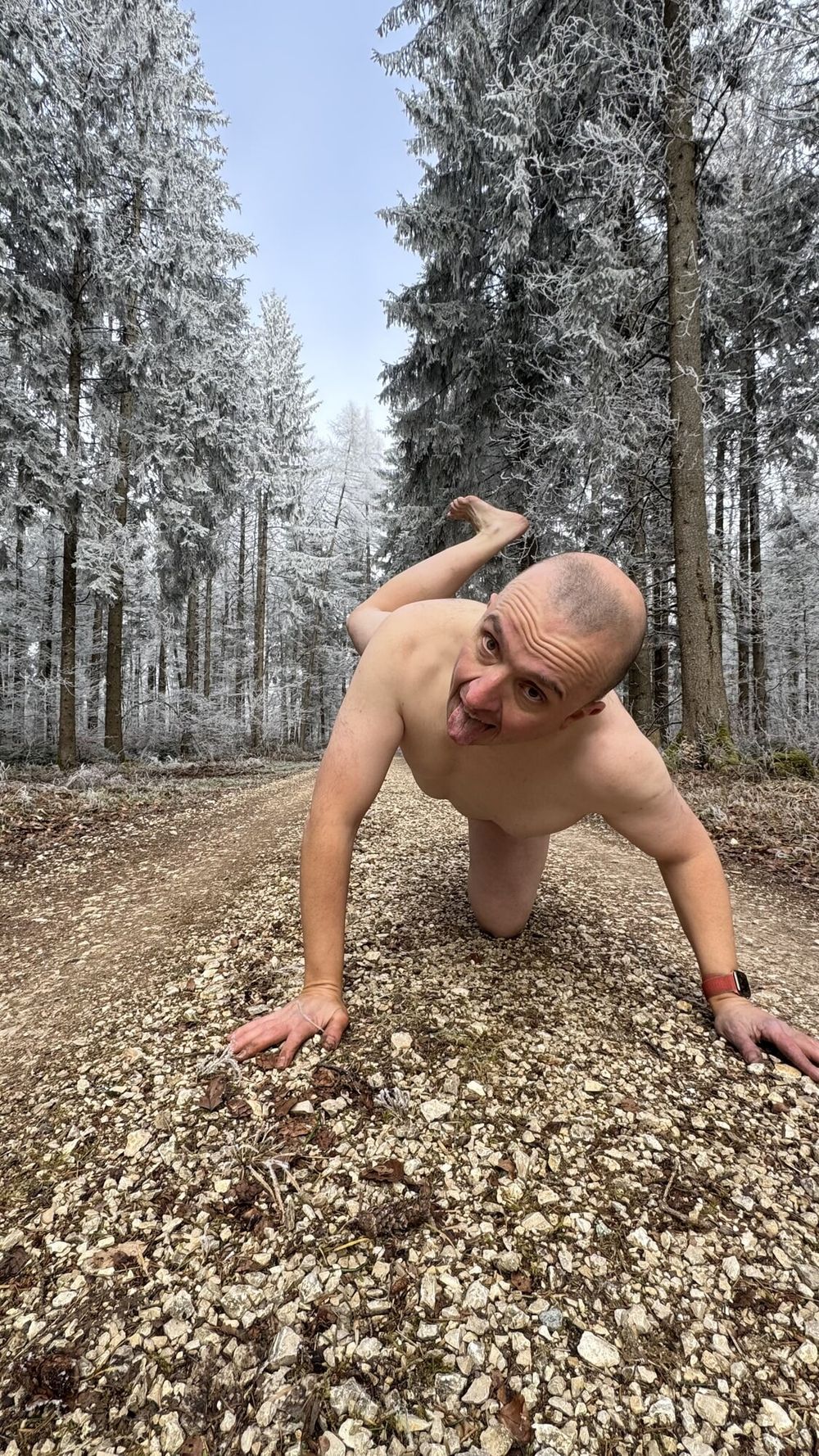 the faggot Christoph naked in the forest #10