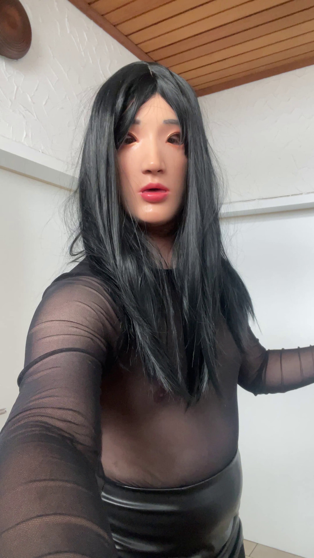 sissy gimp slave doll in leather and chastity #17