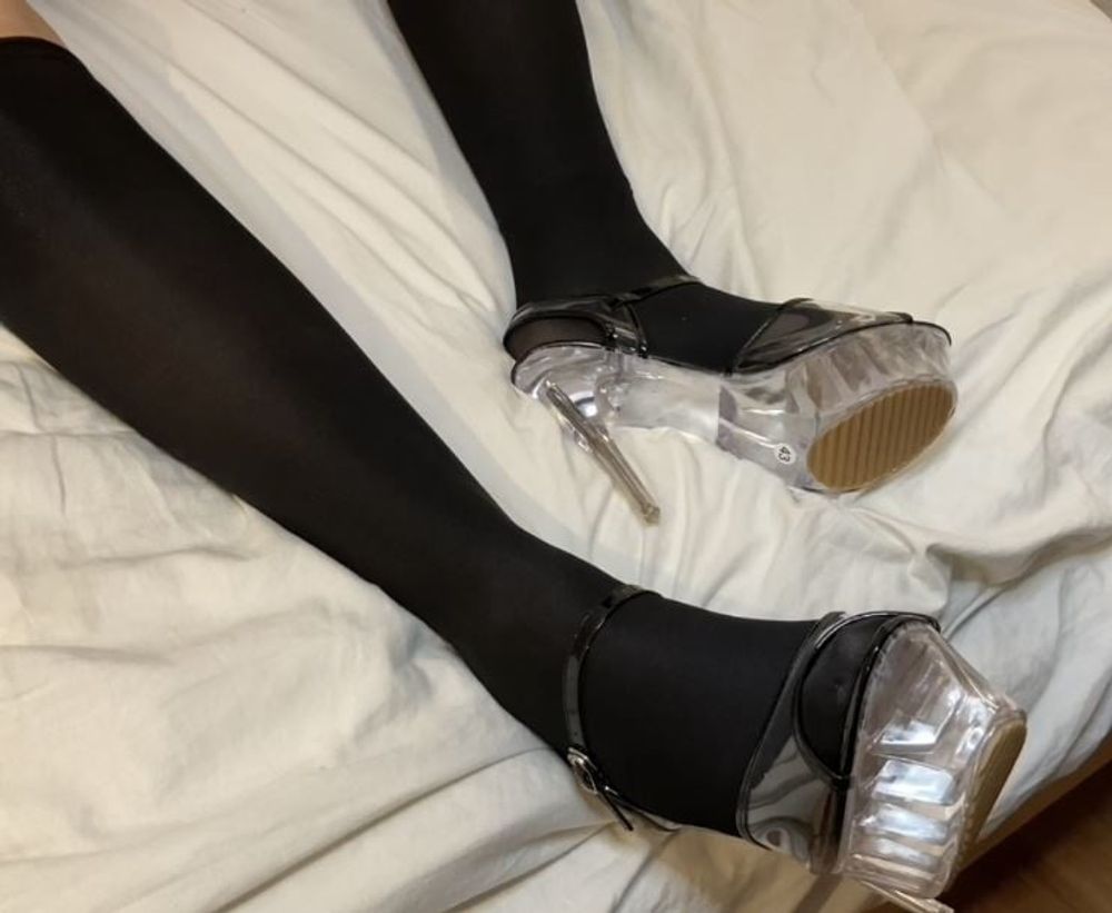 Cum on Transparent High Heel Sandals #10