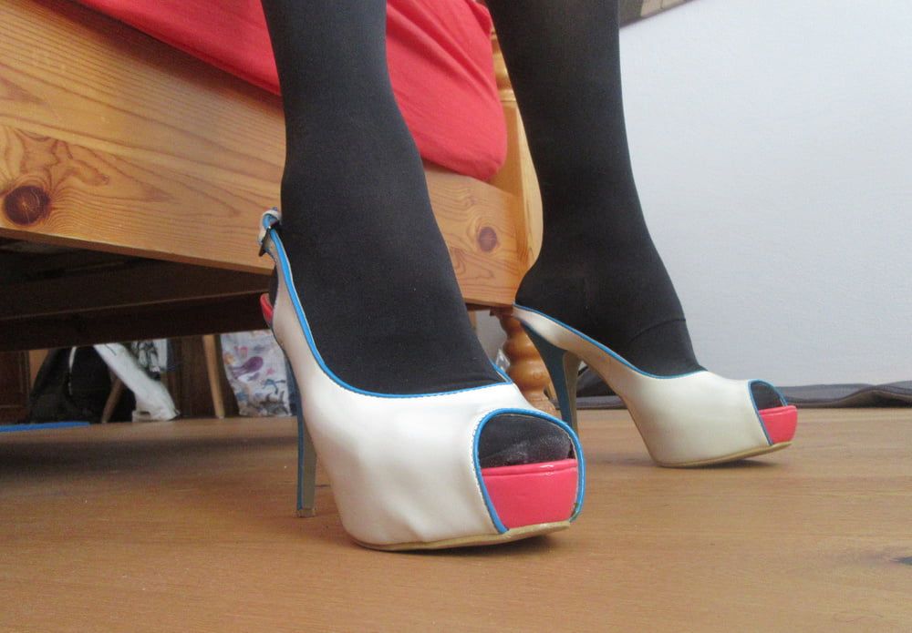my wifes long legs with patent high heels #2