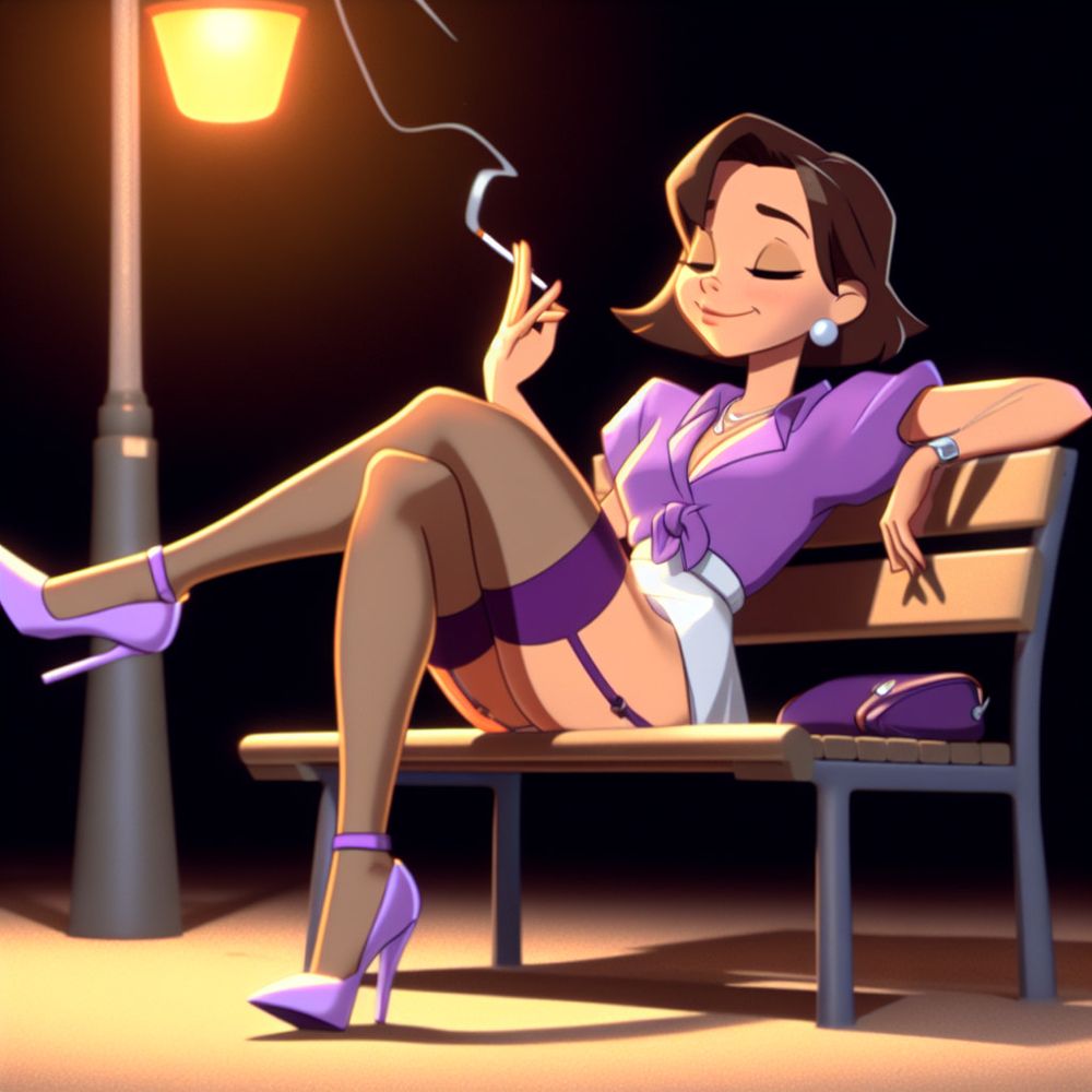 Purple Stockings Smoking. #31