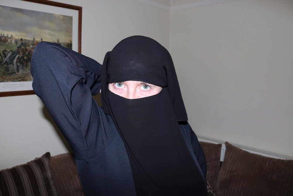 Wife in Burqa Niqab Stockings and Suspenders #6