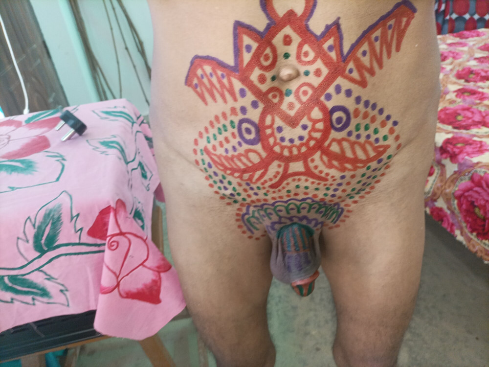 Sissy belly tattoo and coloured cock #12