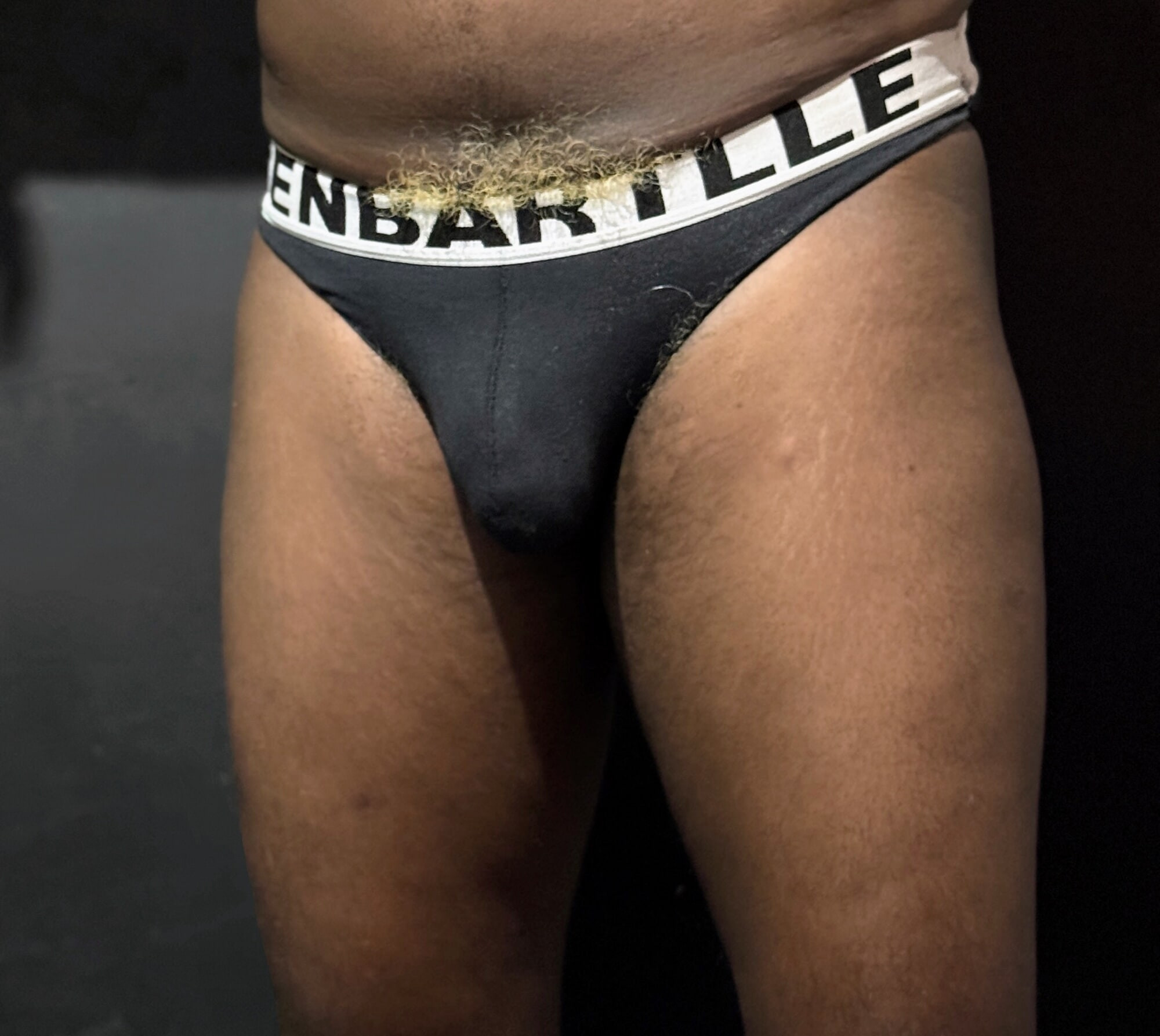 Black tight thong and golden hairy #5
