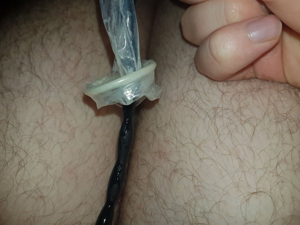 Deep sounding, urethral sounding inside condom covered cock #17