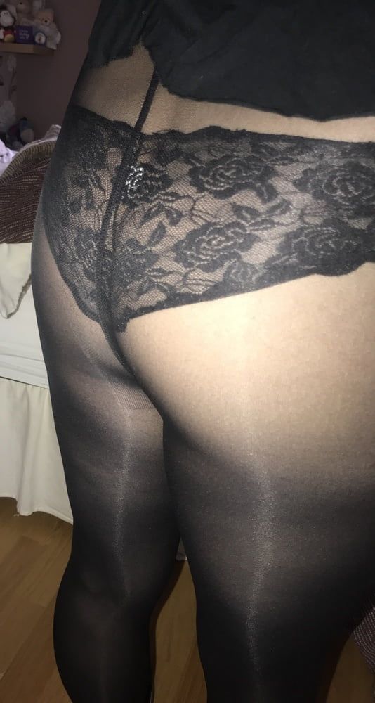 My arse in sexy black pantyhose #16