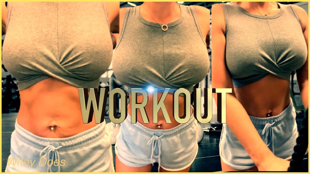 Wifey hits the gym braless workout