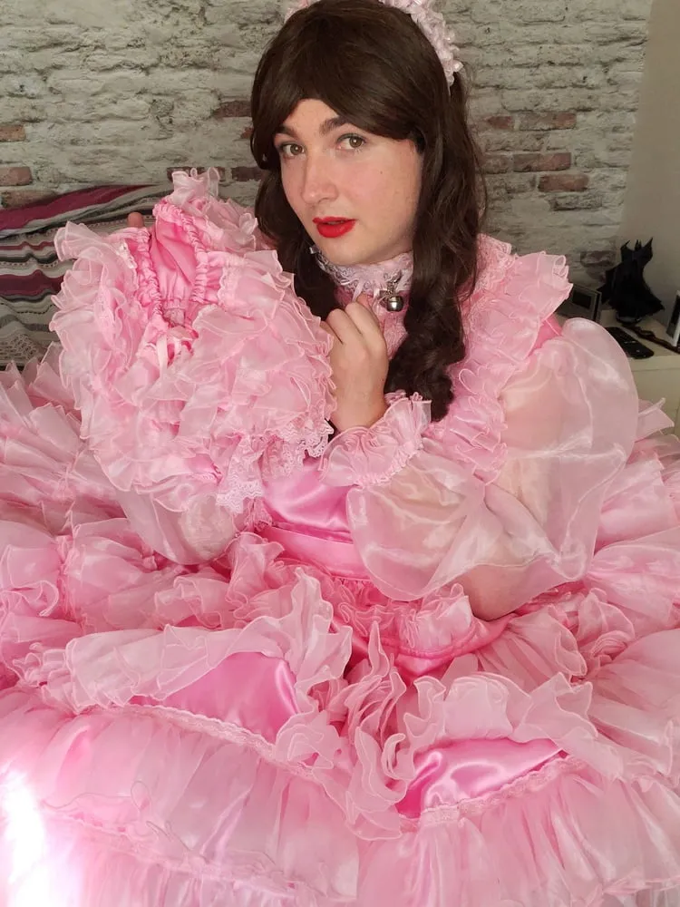 SIssy Long Frilly Pink Dress  #11