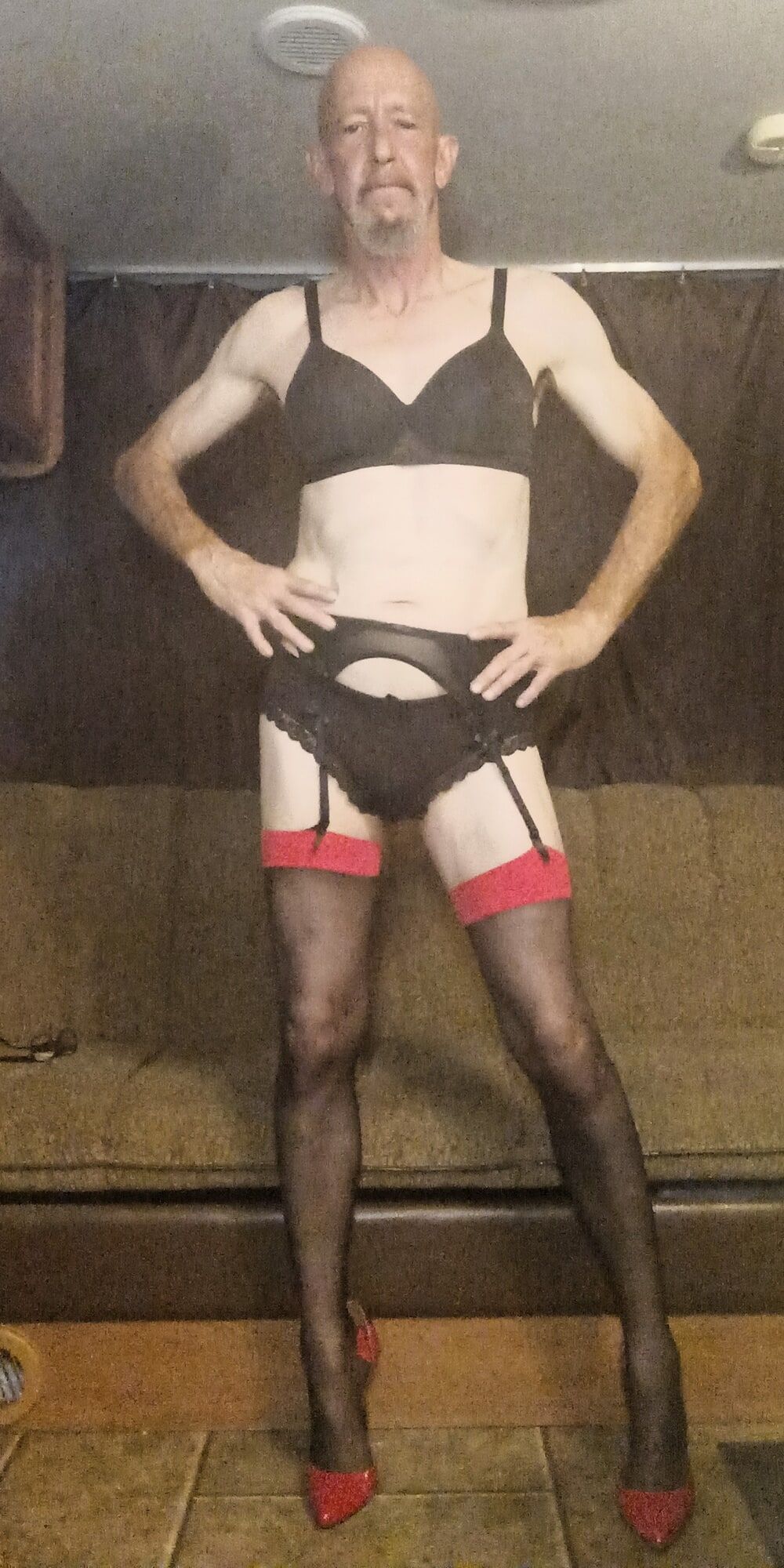 Faggot Andrew Brown Dressed in Stockings and Heels #2