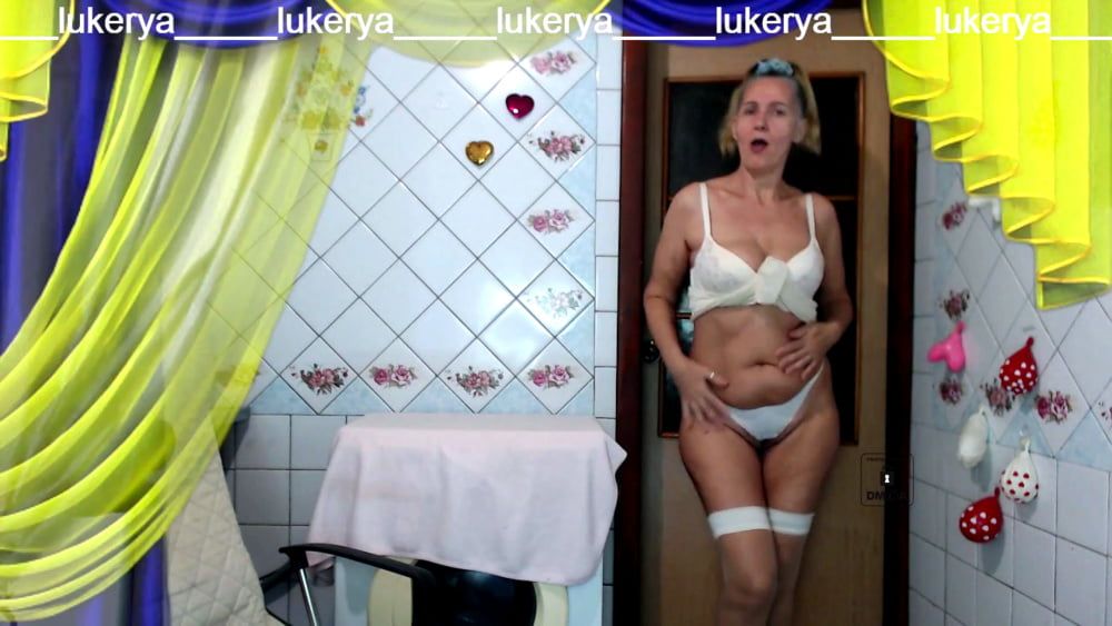 White underwear on Lukerya's middle-aged but sexy body. #9