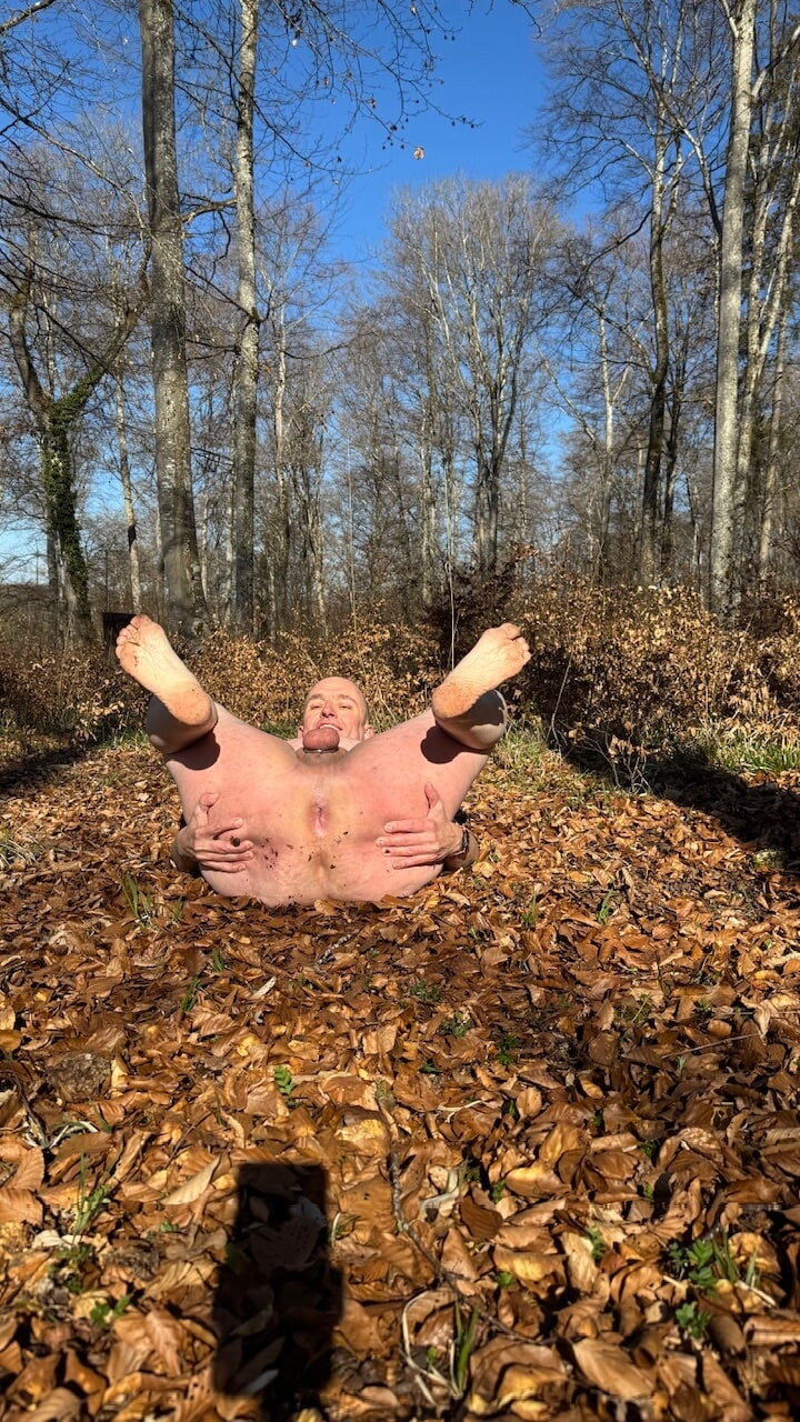 The stupid faggot, Christoph Straubinger, naked in the fores #12