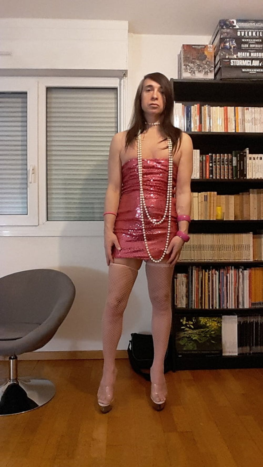 Tygra bitch in her pink sexy dress. #8