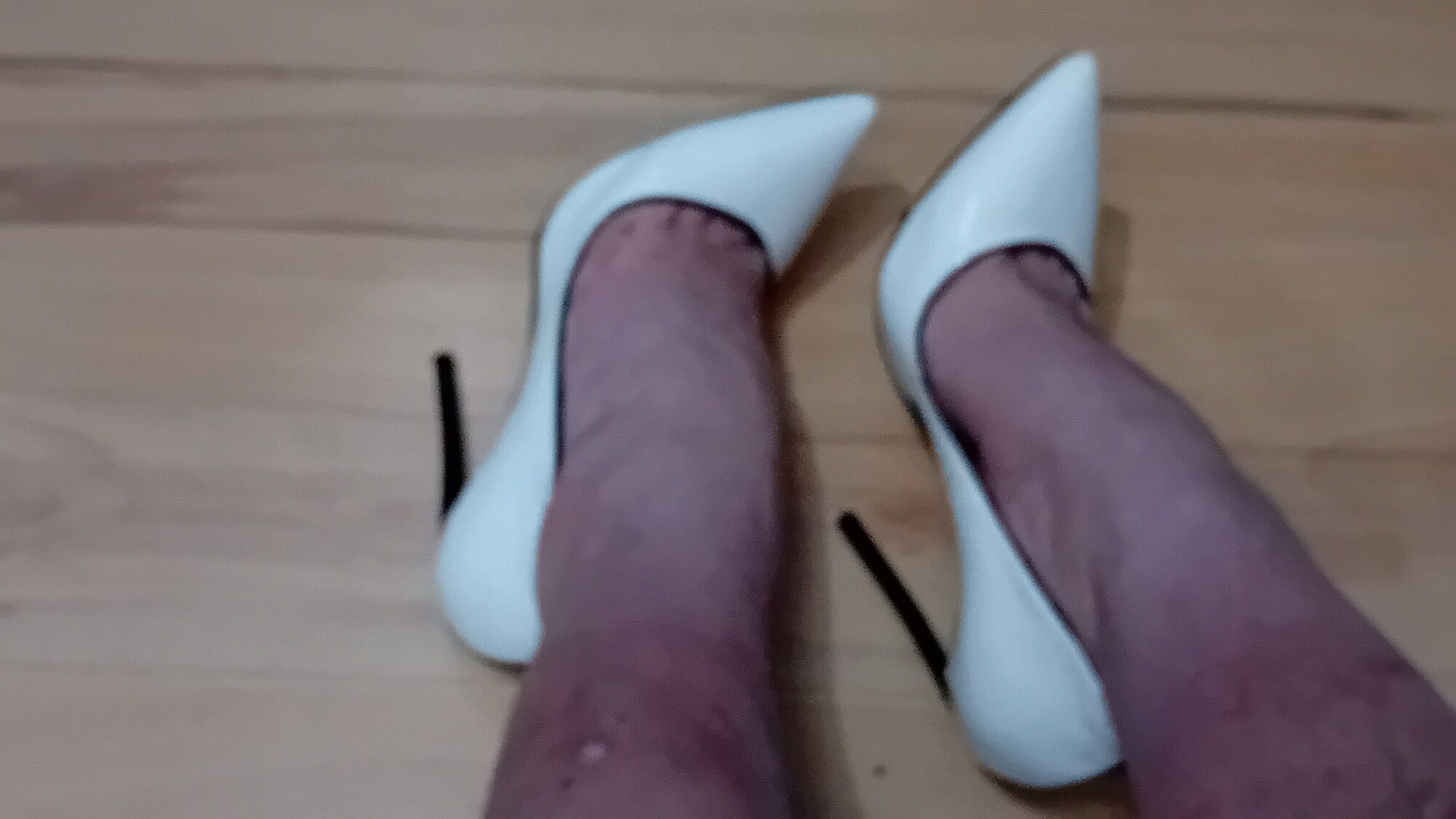 Man In White Casadei Blade High Heels Pumps #2