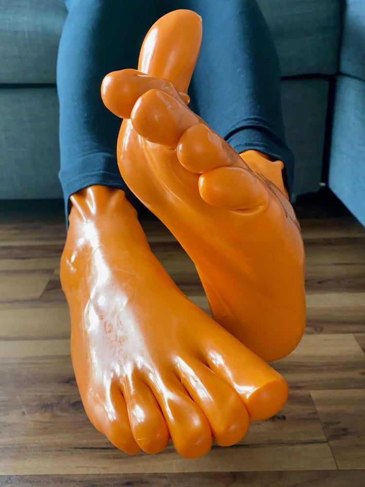 Orange Latex Toe Socks and EvoSkins #9