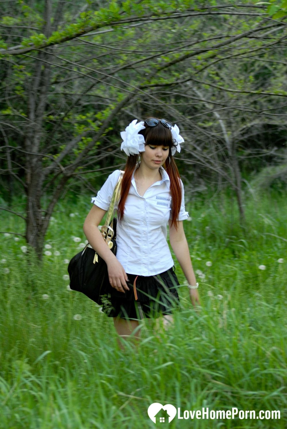 Schoolgirl turns a picnic into a teasing session #20