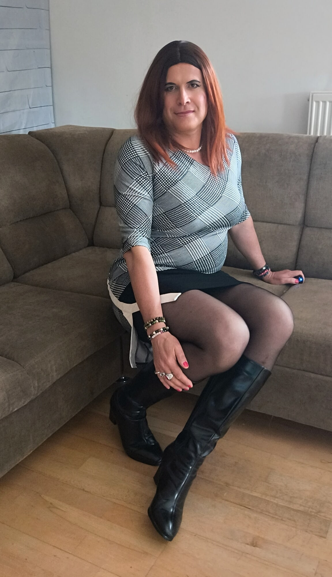 Black pantyhose and lovely short dress #36