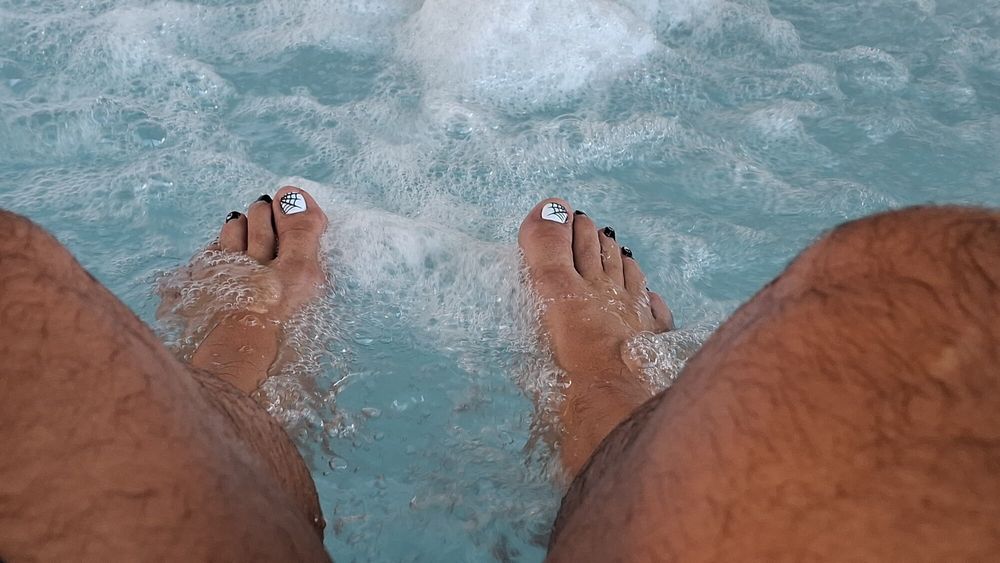 My wet steamy pedicured feet #13