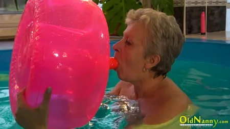 granny jitka frolics in the pool         