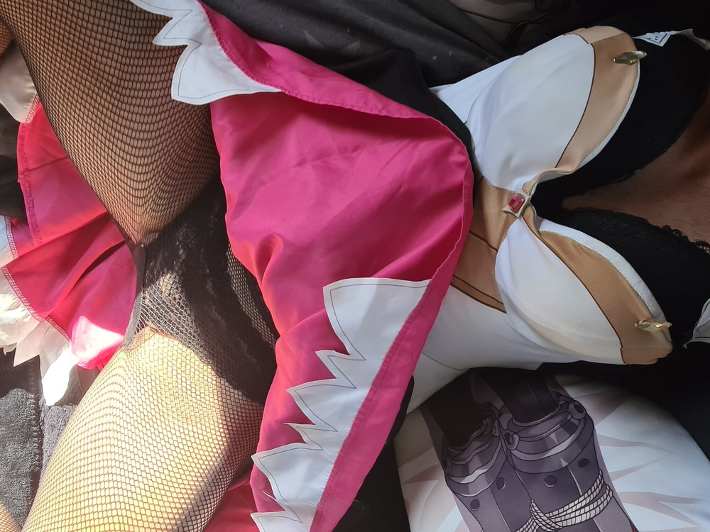 German bi guy in maid cosplay and wearing women's underwear #15