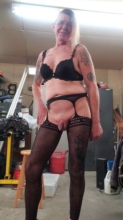 sissy playing in the garage 