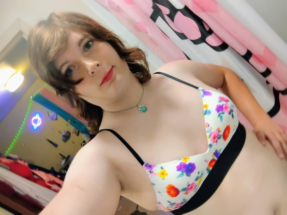  White Floral bra  #11