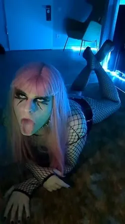 goth sissy spooky fishnet tranny shemale         