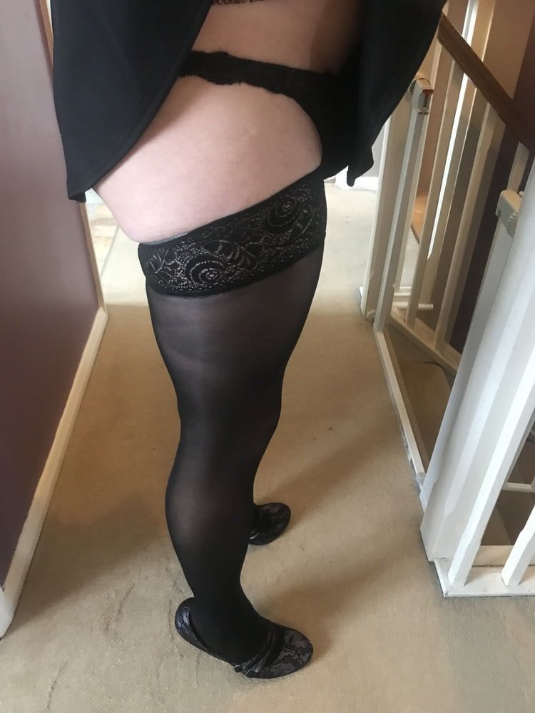 Black hold up stockings #16