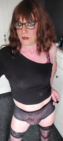 crossdressing juniper beri in black underwear         