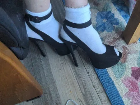 me in high heels and ankle socks         