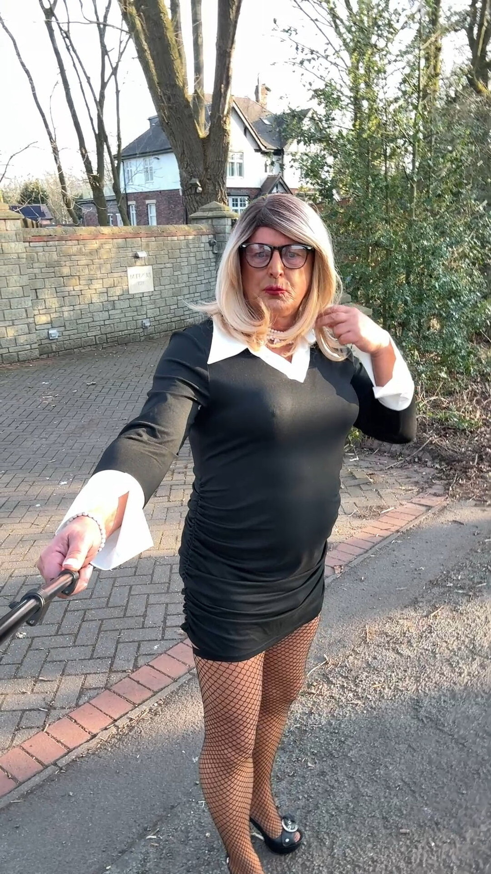 Sexy Crossdresser kellycd2022 in black dress and pantyhose  #31