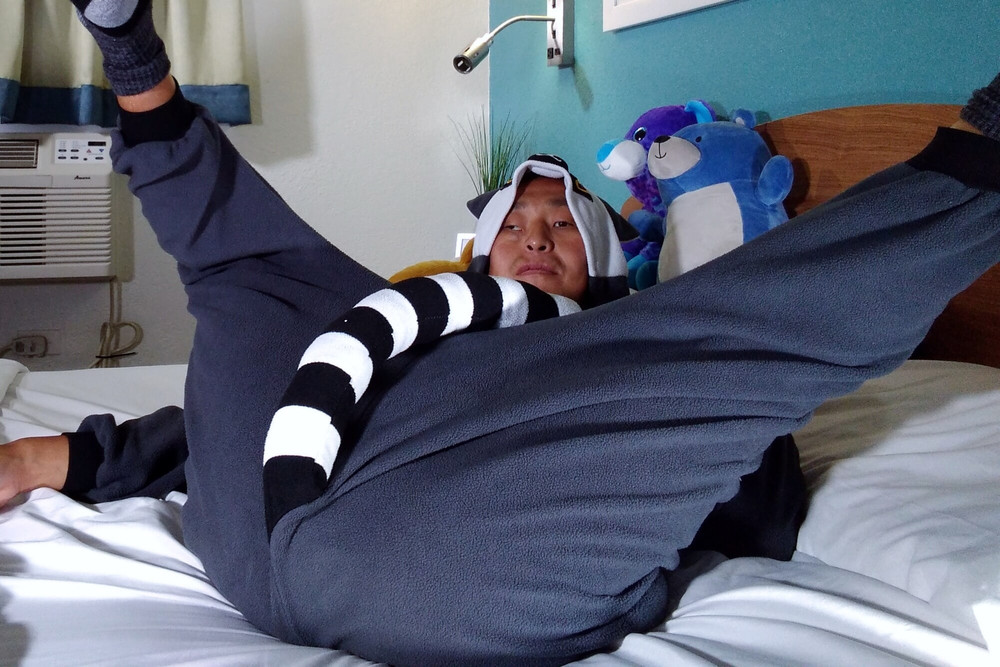 Hot asian boy wearing furry onesies and shiny undies #19
