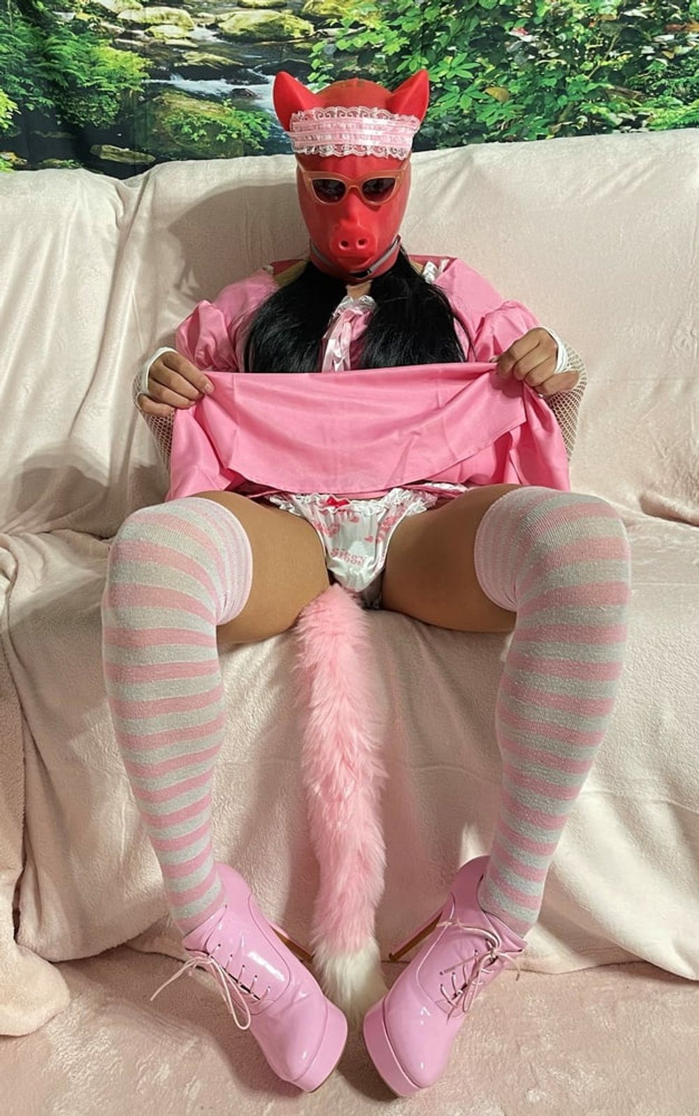 Sissy Wearing A Pink Dress, Heels And Chastity Cage (Pt. 1) #4