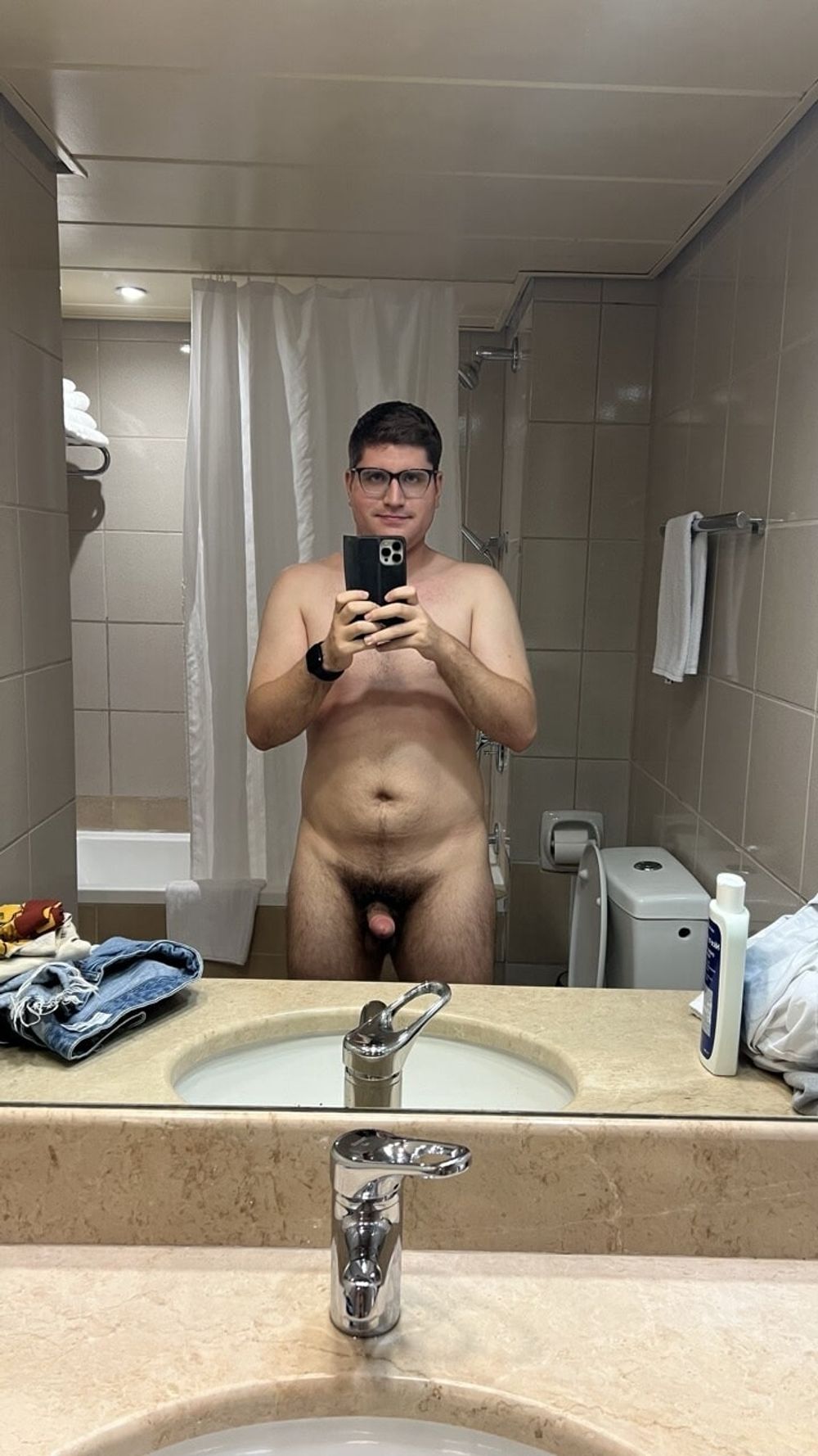 Naked in front of a mirror in the bathroom #2